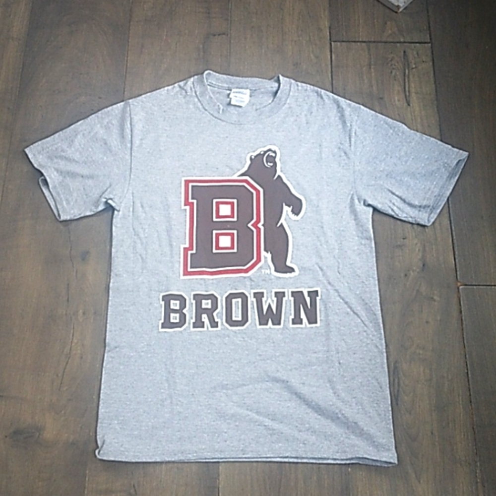VTG Y2K BROWN UNIVERSITY COTTON BLEND GRAY  BEAR TEE WOMANS SP